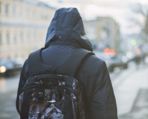 Teenager walking away