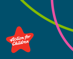 Action For Children logo with a blue background.