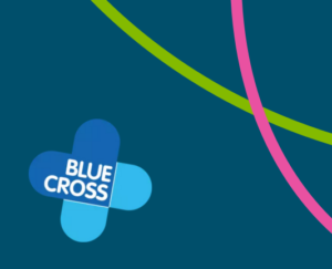 Blue Cross logo with a blue background.