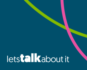 Let's Talk About It logo with a blue background.