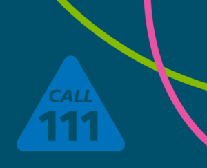 Call 111 logo with a blue background.