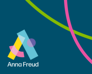 Anna Freud logo in multicolour with a blue background.