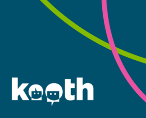 Kooth logo with a blue background.