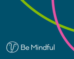 Be Mindful logo with a blue background.