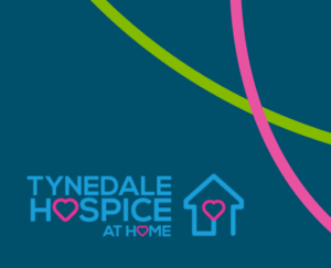 Tynedale Hospice at Home logo with a blue background.